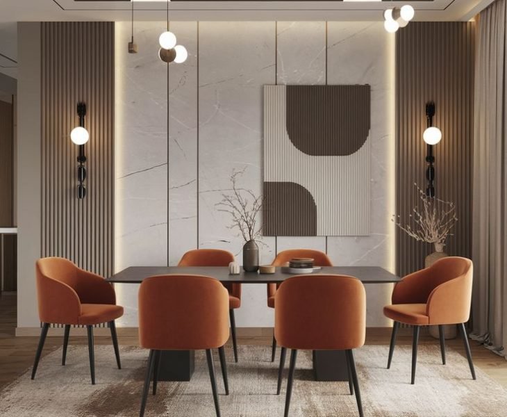 Contemporary Dining Room with Earthy Tones & Artistic Vibes